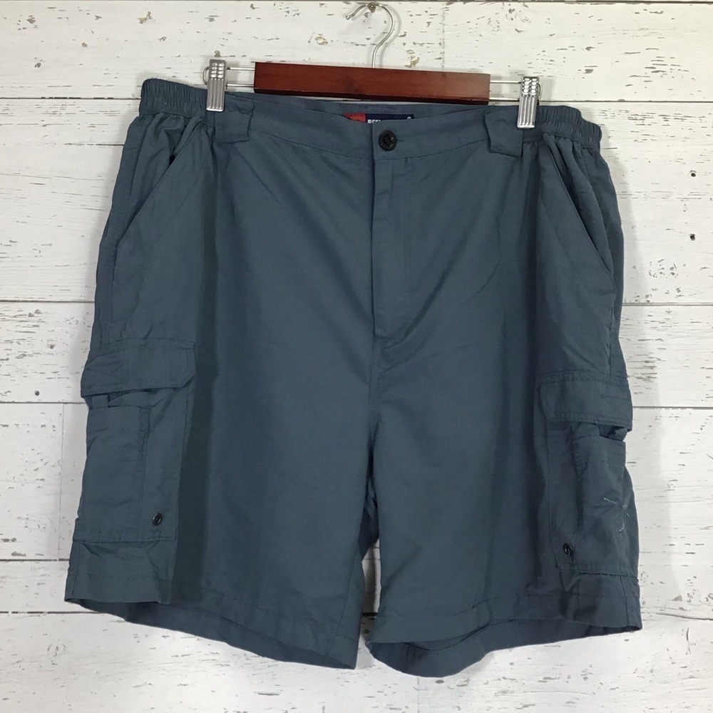 Reel Legends Men’s Nylon Cargo Fishing Shorts Athletic Size 40 Blue Grey​​​​​